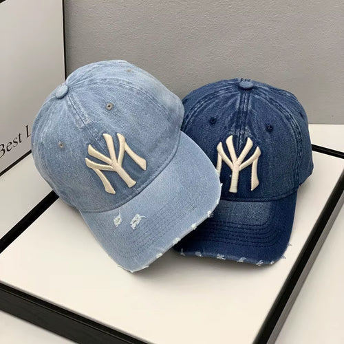 2023 New Luxury Brand MY Embroidered Washed Denim Baseball Cap for Men High Quality Black Vintage Y2K Dad Hats Gorras Hombre