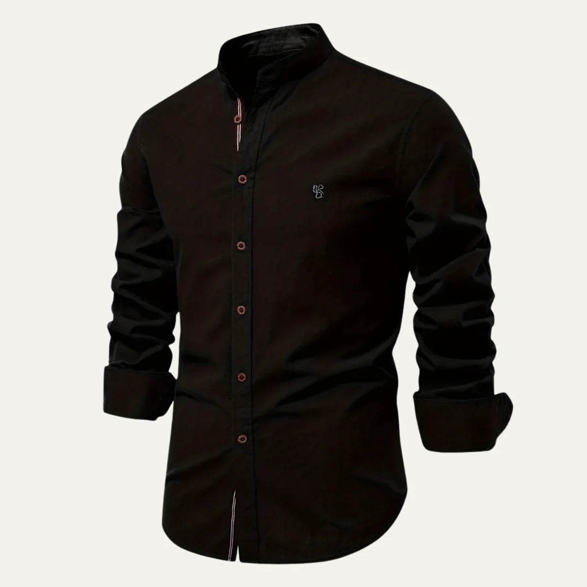 La Camisa De Algodón De Cuello Alto Casual Slim Fit Para Hombre Brookline