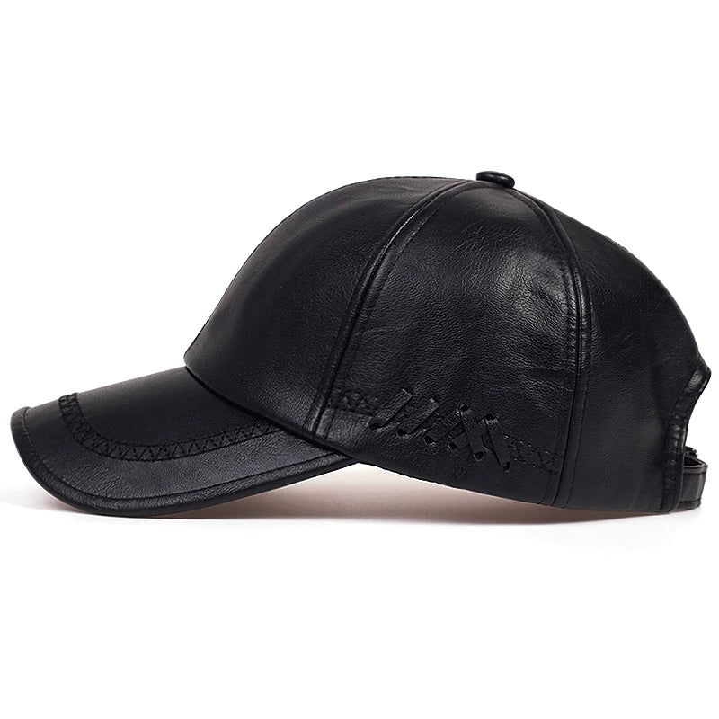 Fashion Solid Winter Leather Baseball Cap Men Snapback Autumn Warm Black Caps Women Bone Masculino Mens Hats and Hats Gorras