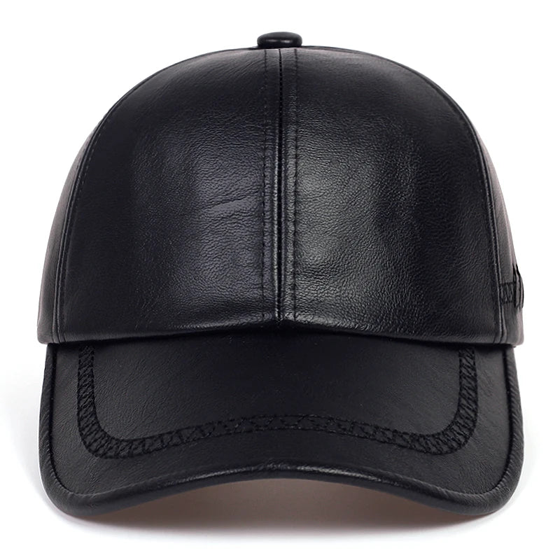 Fashion Solid Winter Leather Baseball Cap Men Snapback Autumn Warm Black Caps Women Bone Masculino Mens Hats and Hats Gorras