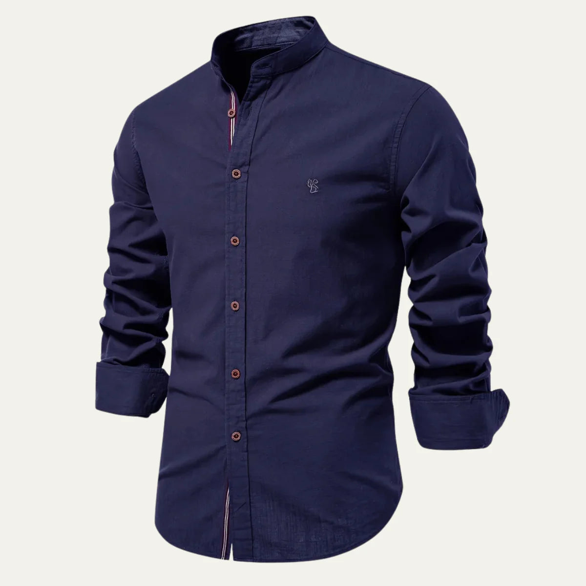 La Camisa De Algodón De Cuello Alto Casual Slim Fit Para Hombre Brookline
